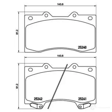 Тормозные колодки дисковые, комплект BREMBO P 56 081 25 240 800593 25241 - Изображение 1