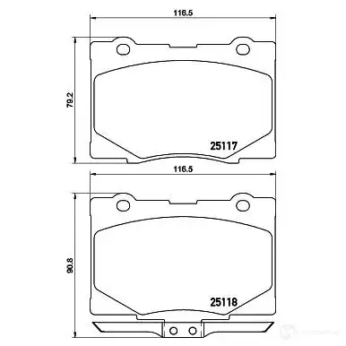 Тормозные колодки дисковые, комплект BREMBO P 28 079 25 117 25118 800141 - Изображение 1