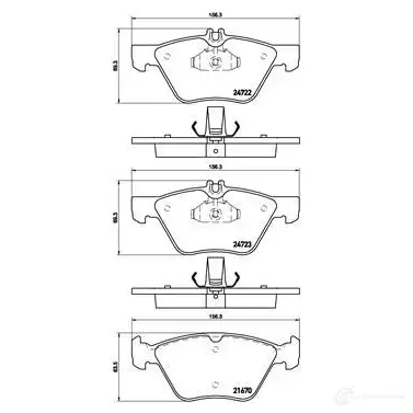 Тормозные колодки дисковые, комплект BREMBO 800420 24722 2 1670 P 50 075 - Изображение 1