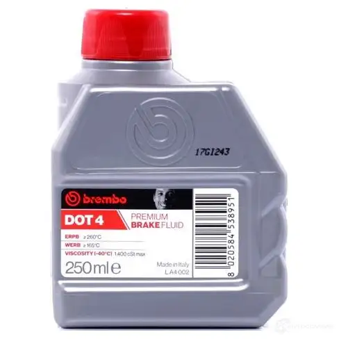 Тормозная жидкость DOT 4, 0.25 л BREMBO 4UA8 Y6 1438363435 L04202
