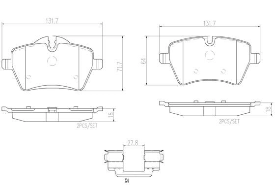 Тормозные колодки дисковые, комплект BREMBO P06051N 1439858038 IN AXU изображение 0