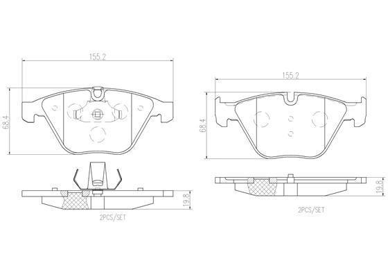 Тормозные колодки дисковые, комплект BREMBO 1439858041 CPC9 W P06054N - Изображение 1