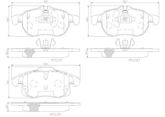 Тормозные колодки дисковые, комплект BREMBO 1439858156 ZJC95 K P10011N