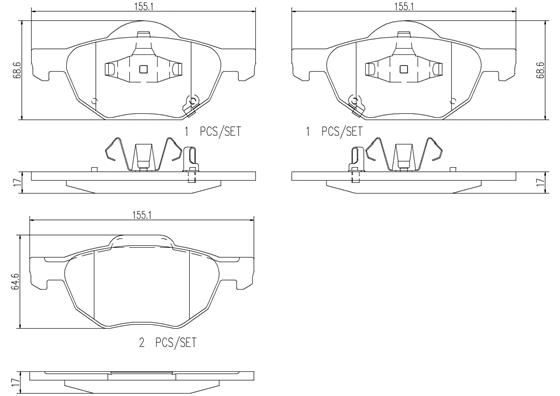 Тормозные колодки дисковые, комплект BREMBO P28036N 1439858569 HQWO N - Изображение 1