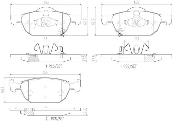 Тормозные колодки дисковые, комплект BREMBO 1439858576 P28044N 5 FKISEA - Изображение 1