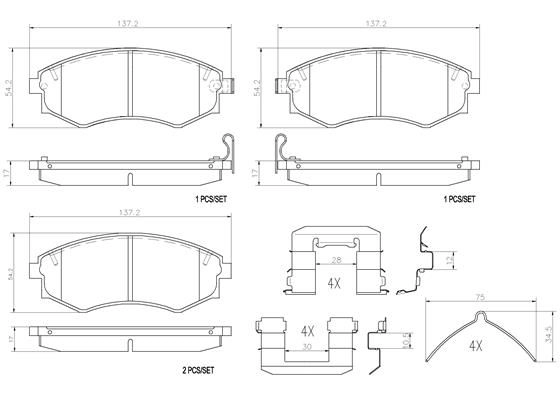Тормозные колодки дисковые, комплект BREMBO P30022N J JCHG 1439858652 - Изображение 1