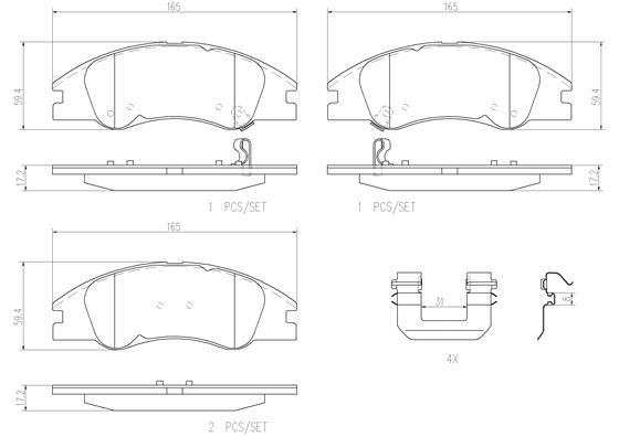 Тормозные колодки дисковые, комплект BREMBO 1439858671 P30042N KT SVY0V - Изображение 1