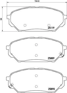 Тормозные колодки дисковые, комплект BREMBO P30071N 1439858694 QPDPY M
