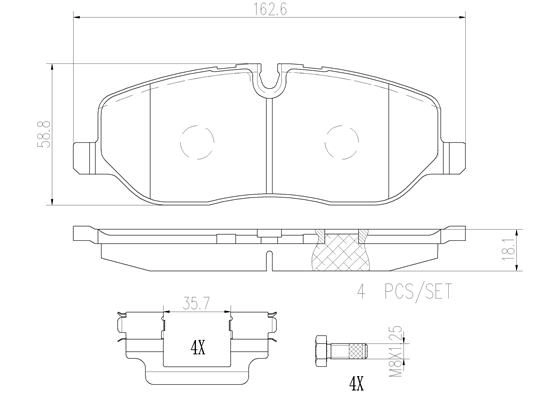 Тормозные колодки дисковые, комплект BREMBO P44014N KA3 6MI 1439858821 - Изображение 1