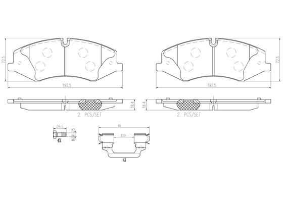 Тормозные колодки дисковые, комплект BREMBO P44024N 27 00L1Z 1439858831 - Изображение 1
