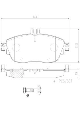 Тормозные колодки дисковые, комплект BREMBO 2 QFOD P50093N 1439858963 - Изображение 1