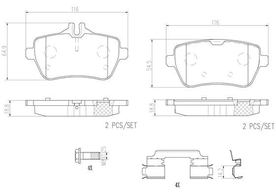 Тормозные колодки дисковые, комплект BREMBO 40GN10 U 1439858985 P50117N