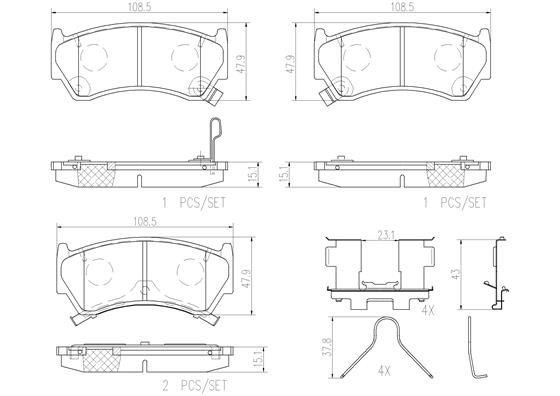 Тормозные колодки дисковые, комплект BREMBO 1439859098 23V 05GY P56026N изображение 0