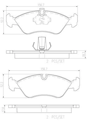 Тормозные колодки дисковые, комплект BREMBO 6P4IN3 P P59017N 1439859187 - Изображение 1