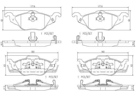 Тормозные колодки дисковые, комплект BREMBO 1439859198 QH1DG 0D P59030N - Изображение 1