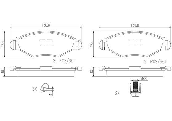 Тормозные колодки дисковые, комплект BREMBO JFAY NS8 1439859251 P61063N изображение 0