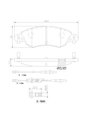 Тормозные колодки дисковые, комплект BREMBO 2 FIR6 P61070N 1439859257