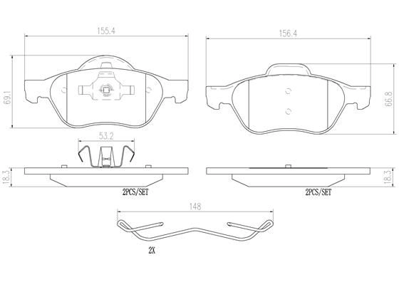 Тормозные колодки дисковые, комплект BREMBO QI U2XE 1439859357 P68029N - Изображение 1