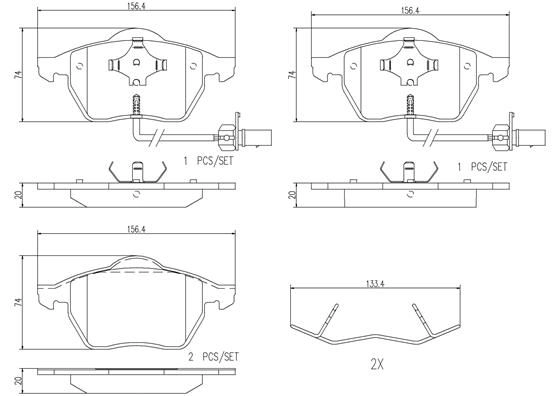 Тормозные колодки дисковые, комплект BREMBO 1439859599 U03L E P85037N - Изображение 1