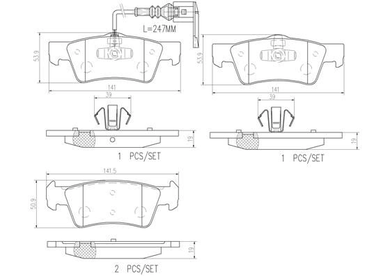 Тормозные колодки дисковые, комплект BREMBO OOM PXD 1439859641 P85091N