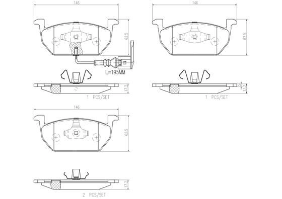 Тормозные колодки дисковые, комплект BREMBO P85137N 1439859682 8F5 GJ0
