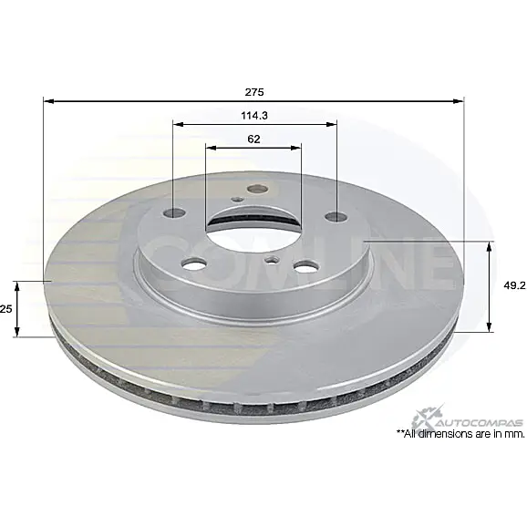Тормозной диск COMLINE 2913865 TUEU MW ADC01100V изображение 0