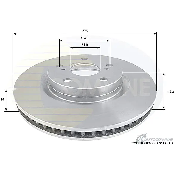 Тормозной диск COMLINE ADC01136V T7AY WIZ 2913900 изображение 0