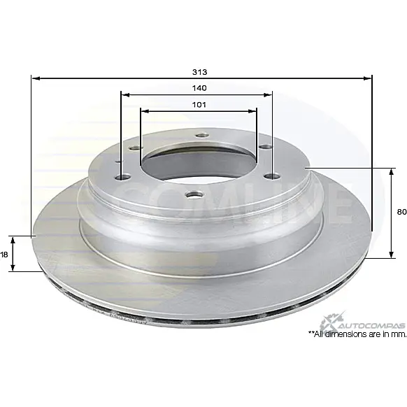 Тормозной диск COMLINE EQ 2YQ5Z ADC0708V 2914328