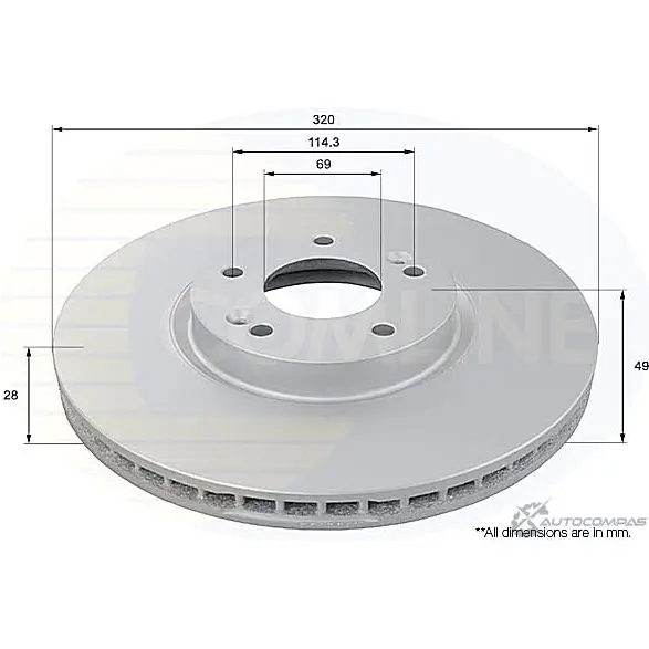 Тормозной диск COMLINE ADC1096V 2914472 VD 3JG