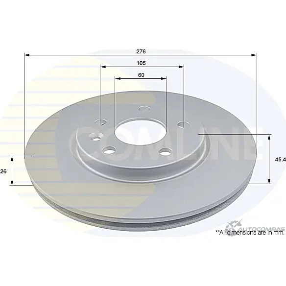 Тормозной диск COMLINE ADC1167V 2914543 3WO6 JE изображение 0