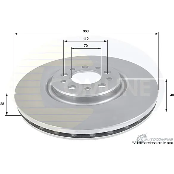 Тормозной диск COMLINE GG 1VCU ADC1827V 2915051