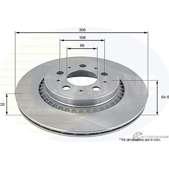 Тормозной диск COMLINE 2915087 D 8VD4S ADC1920V
