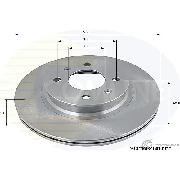 Тормозной диск COMLINE HJ04 U ADC2402V 2915130