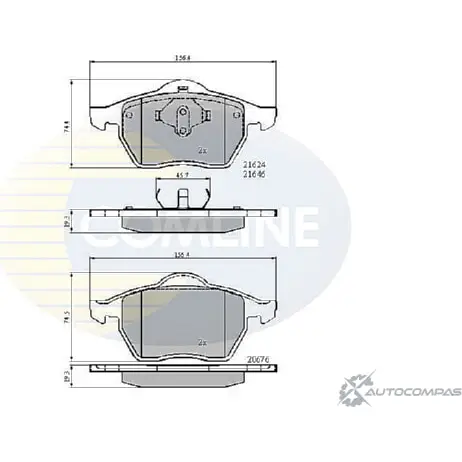 Тормозные колодки дисковые, комплект COMLINE CBP01092 20676, 21624, 21646 0WDE55 2916980