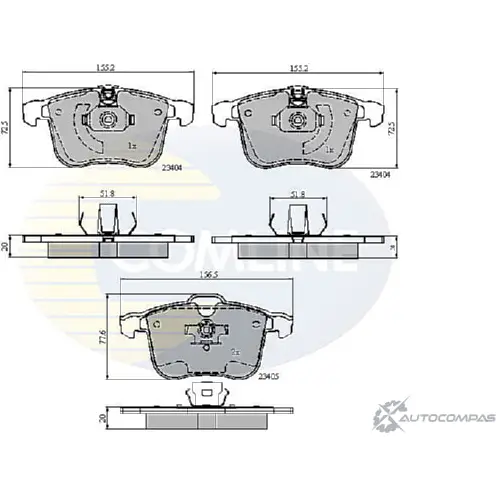 Тормозные колодки дисковые, комплект COMLINE 2917108 HNP1W CBP01593 23404, 23405