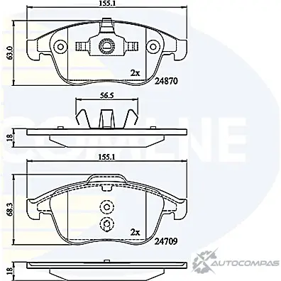 Тормозные колодки дисковые, комплект COMLINE CBP02162 24709, 24870 2917236 AVTM8