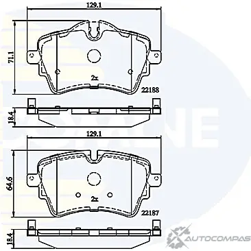 Тормозные колодки дисковые, комплект COMLINE 2917265 TN6UA 22187, 22188 CBP02261 изображение 0