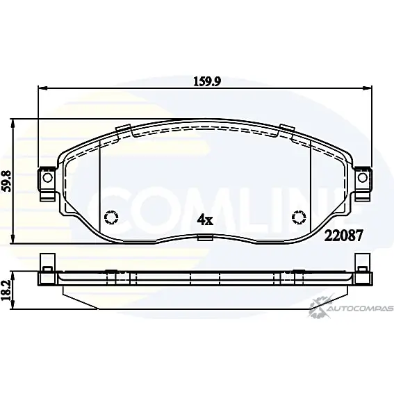 Тормозные колодки дисковые, комплект COMLINE 2208 7 HCZU3UN 2917268 CBP02285 изображение 0