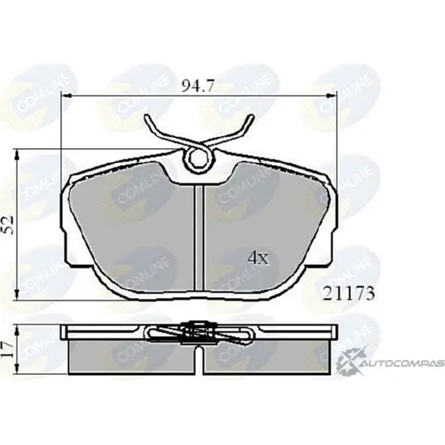 Тормозные колодки дисковые, комплект COMLINE CBP0361 2 1173 2917318 YU8ZPU