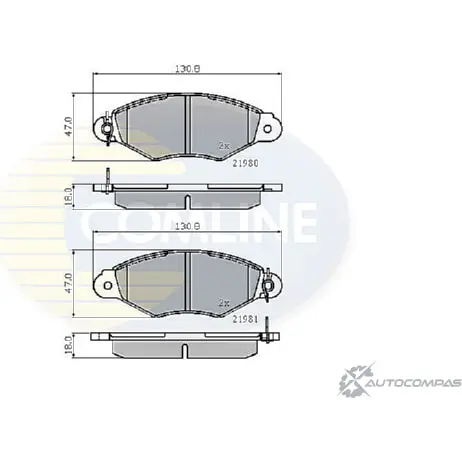Тормозные колодки дисковые, комплект COMLINE 21980, 21981 2917360 CBP0485 PVDP8BL