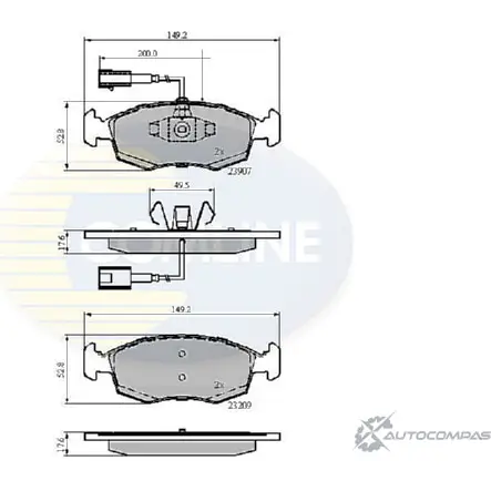 Тормозные колодки дисковые, комплект COMLINE 23209, 23907 6C6BTS CBP12044 2917615 изображение 0