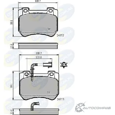 Тормозные колодки дисковые, комплект COMLINE CBP12102 2917617 R1D5V 24852, 24853