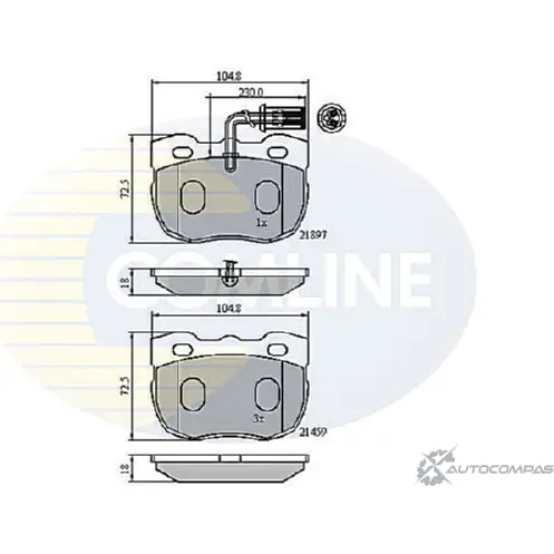 Тормозные колодки дисковые, комплект COMLINE UR76Y 2917644 21459, 21897 CBP1401 изображение 0