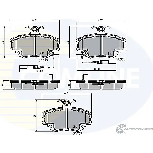 Тормозные колодки дисковые, комплект COMLINE 20772, 20937, 20938 TSBIP 2917650 CBP1431 изображение 0