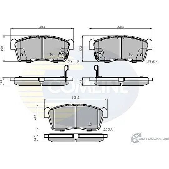 Тормозные колодки дисковые, комплект COMLINE 23507, 23508, 23509 66701Y5 CBP31113 2917752 изображение 0