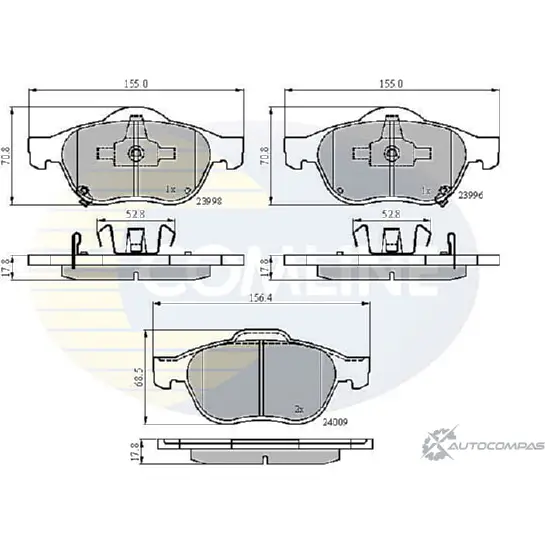 Тормозные колодки дисковые, комплект COMLINE CBP31249 D4BLQ 2917787 23996, 23998, 24009