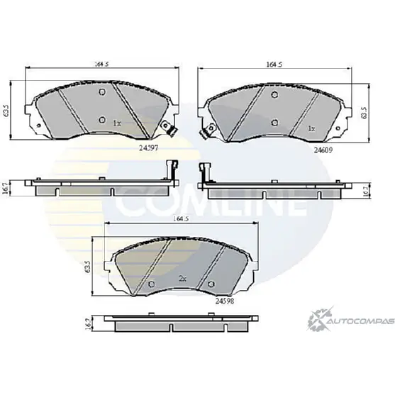 Тормозные колодки дисковые, комплект COMLINE CBP31782 24597, 24598, 24609 H2M7ABN 2917882