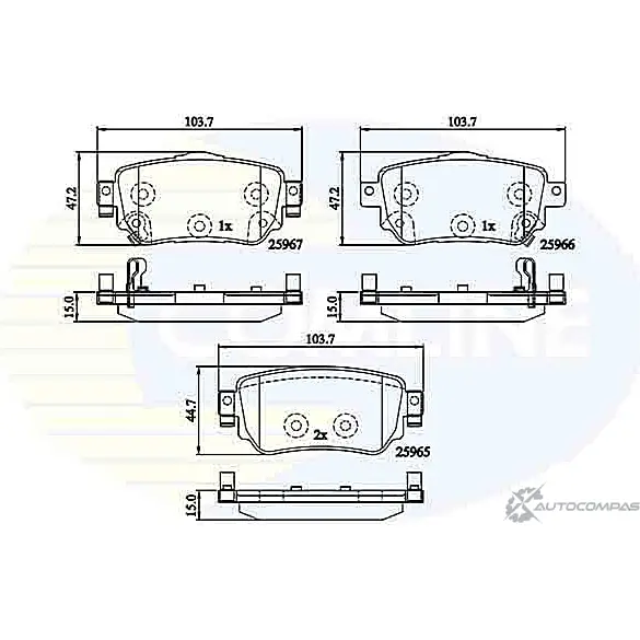 Тормозные колодки дисковые, комплект COMLINE 25965, 25966, 25967 CBP32277 2917949 H5RTX