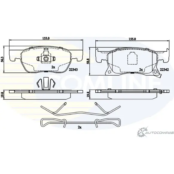 Тормозные колодки дисковые, комплект COMLINE 22342, 22343 2917963 CBP32306 5DH47