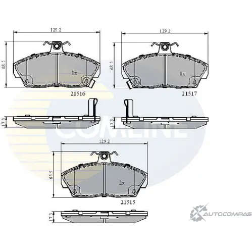 Тормозные колодки дисковые, комплект COMLINE 2917968 21515, 21516, 21517 J57DE CBP3232